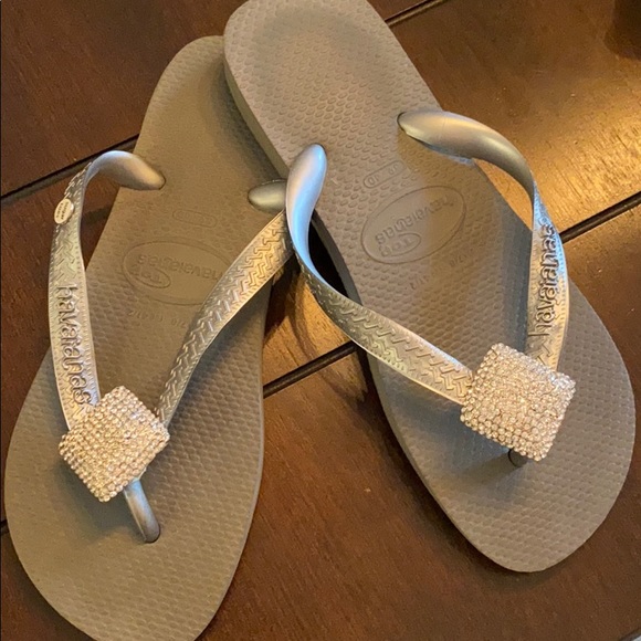 havaianas rhinestone flip flops